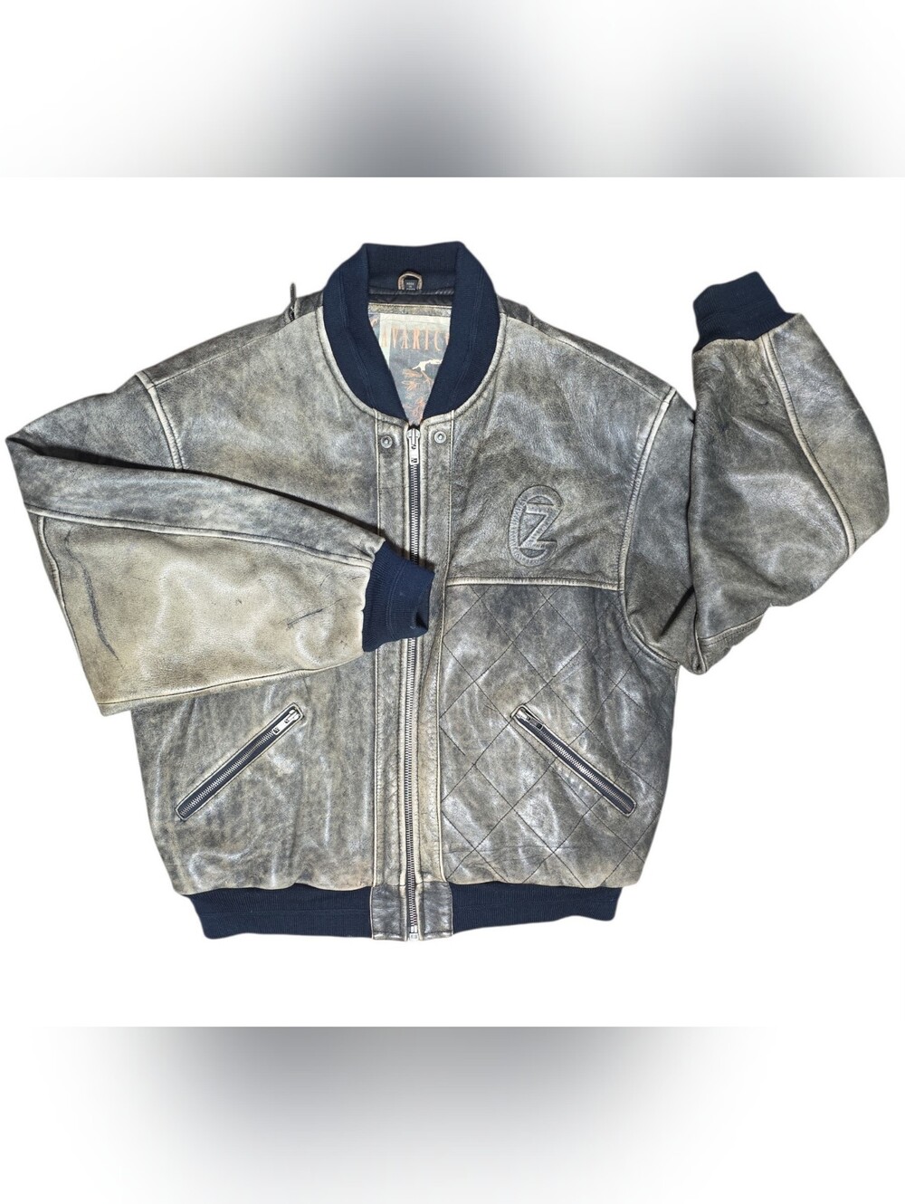 🔥 VINTAGE 80s/90s Z. Cavaricci Distressed Leather Bomber Jacket 🔥